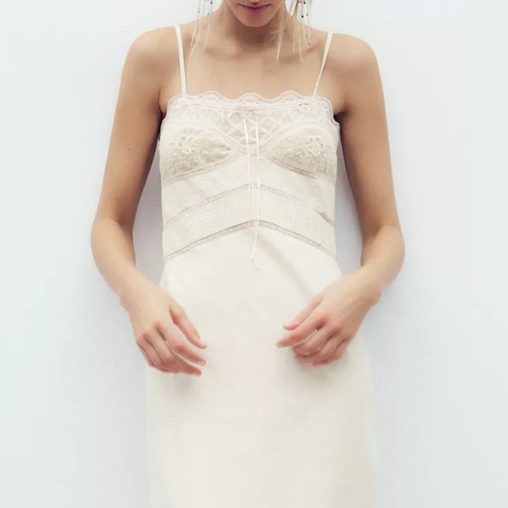 ZARA Lingerie Sold Out Elegant Cream Maxi Dress